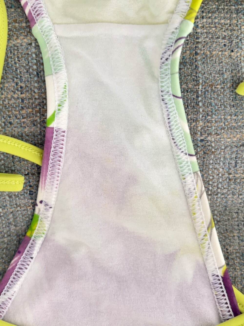Burberry String Bikini Lime Green and Purple Floral Print Women's Medium - Picture 9 of 13